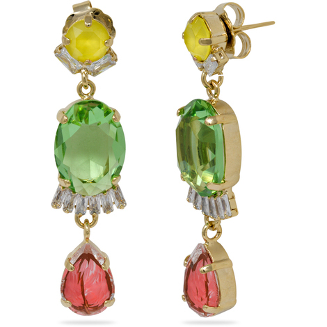Orecchini Evita in ottone gold con cristalli 