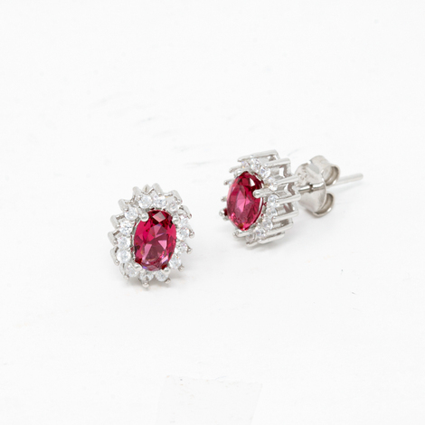Orecchini in argento925 con cristallo color rubino
