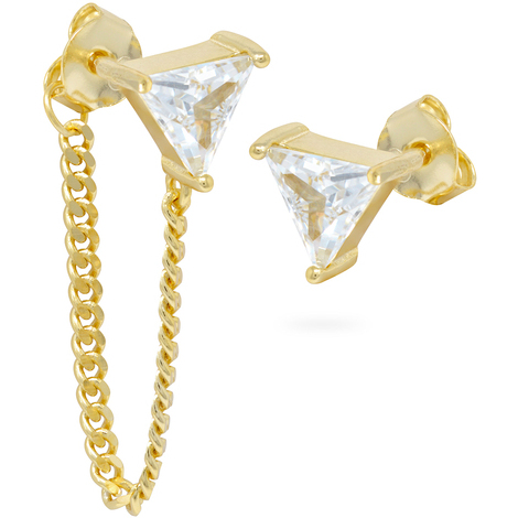 Orecchini in argento925 gold con catenina pendente