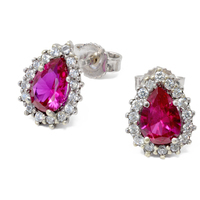 orecchini in oro 9 kt con rubino e zirconi