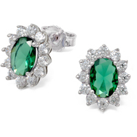 orecchini in oro 9 kt con smeraldo e zirconi