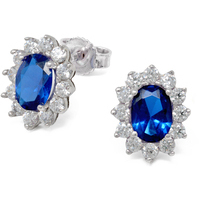 orecchini in oro 9 kt con zaffiro e zirconi