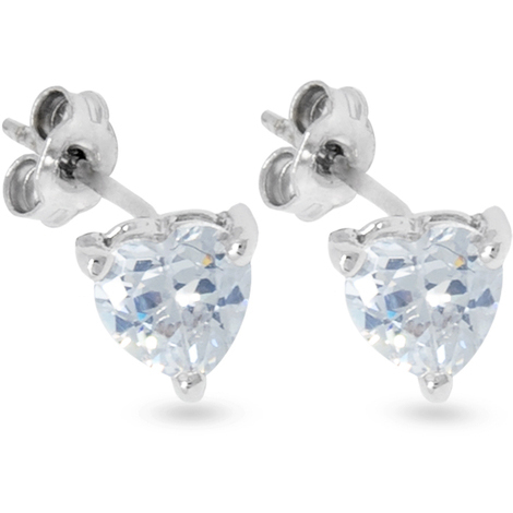 Orecchini in Oro 9kt a forma di cuore con zirconi