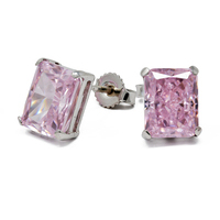 orecchini in oro bianco 9 kt con zirconi rosa