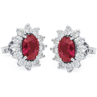 orecchini in oro bianco 9kt con diamanti e rubino