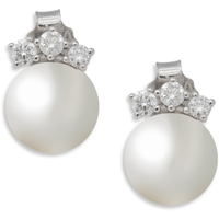 orecchini oro 9kt con brillanti e perla eureka