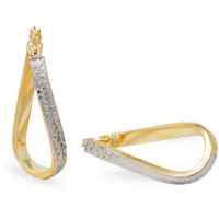 orecchini ovali in oro 9kt bicolore diamantati 