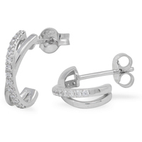 orecchini ovali in oro bianco 18kt con zirconi