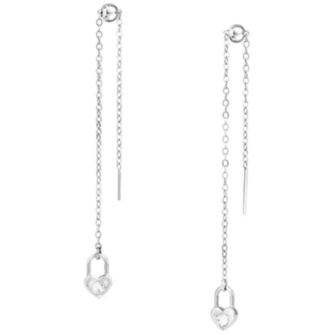 LOKILOKI Orecchini Pendenti Con Cuori Smaltati Rossi E Catena Lunga – Argento 925 – Gioielli Moda Donna - 4