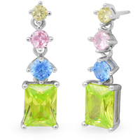 orecchini pendenti in argento e zirconi multicolor