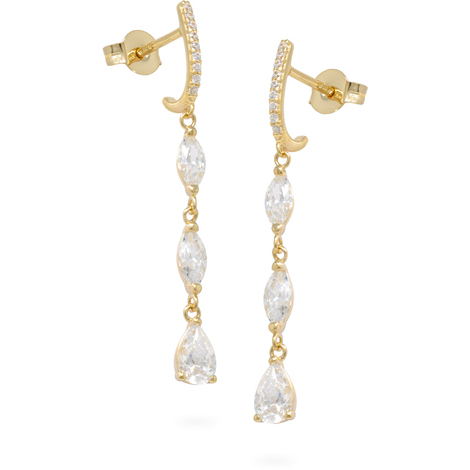 Orecchini pendenti in oro 9 Kt con zirconi