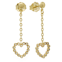 orecchini pendenti in oro giallo 9kt con cuore 