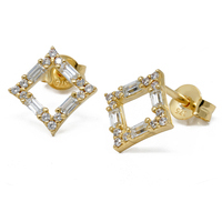 orecchini quadrati in oro 9 kt con zirconi 