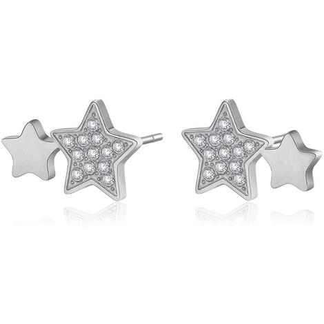 S'Agapõ Orecchini Donna A Lobo, Acciaio 316L, Cristalli E Stelle, Collezione Aurora, Ipoallergenici, Confezione Regalo