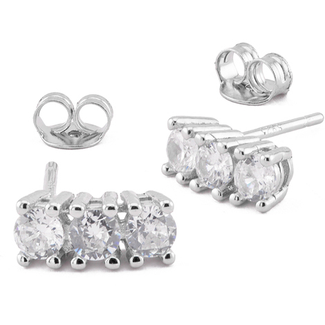 Orecchini A Triangolo Elli In Argento 925 Con Zirconi Cubici Bianchi – Gioielli Moderni Per Donna