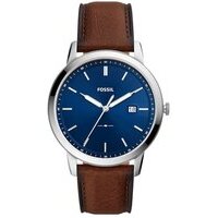 orologio analogico fossil in acciaio ed ecopelle