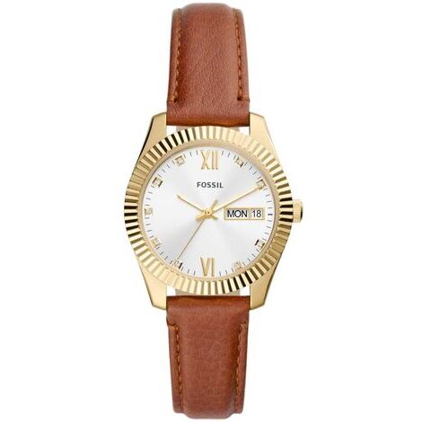 Orologio analogico Fossil in acciaio gold e pelle