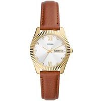 orologio analogico fossil in acciaio gold e pelle