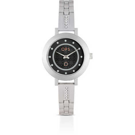 Orologio analogico Ops in acciaio e quadrante nero