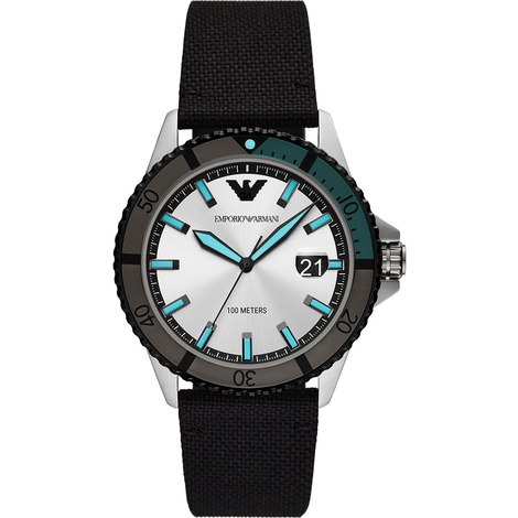 Orologio Armani in acciaio e tessuto nero AR11465