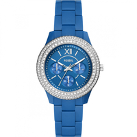 orologio crono fossil in acciaio blu e cristalli