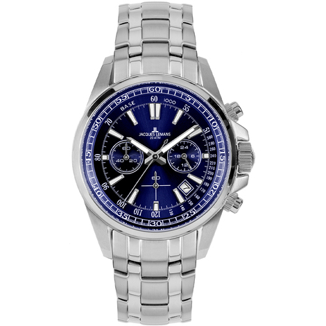 Orologio crono Jacques Lemans in acciaio silver