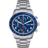 orologio cronografo in acciaio da uomo fossil