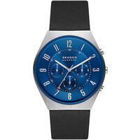 orologio cronografo skagen in acciaio e pelle