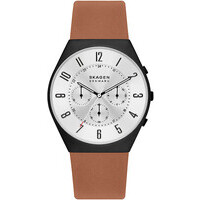 orologio cronografo skagen in acciaio e pelle