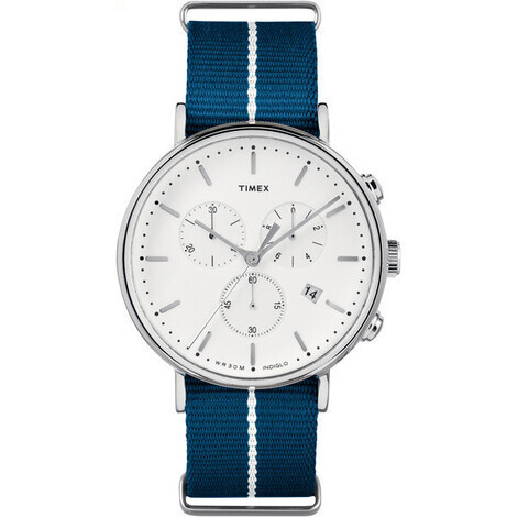 Timex The Fairfield Orologio Unisex Al Quarzo – Cinturino In Pelle Marrone, Quadrante Blu, 41 Mm, Funzione Indiglo