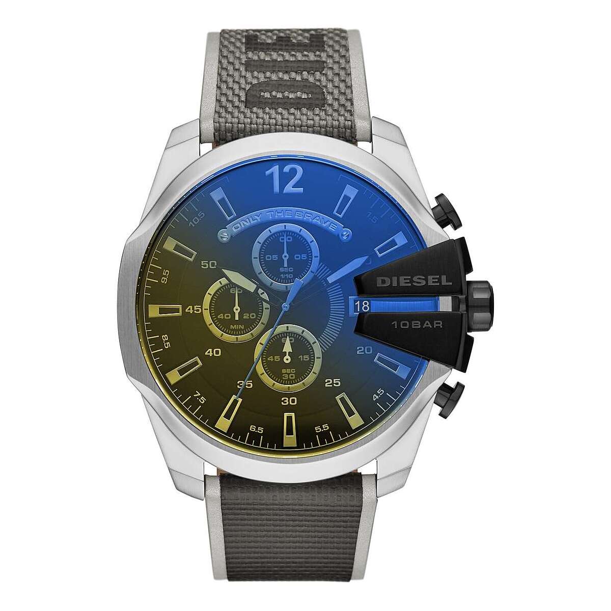 Diesel Orologio Uomo Cronografo Mega Chief - Cassa Acciaio 51mm, Quadrante Oro, Design Minimal