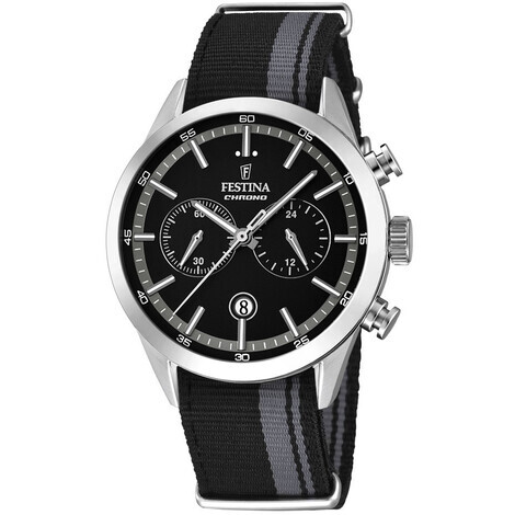 Festina Cronografo Uomo Timeless Chronograph Nero, Cassa In Acciaio, Cinturino In Pelle, Impermeabile 10 Bar - 2