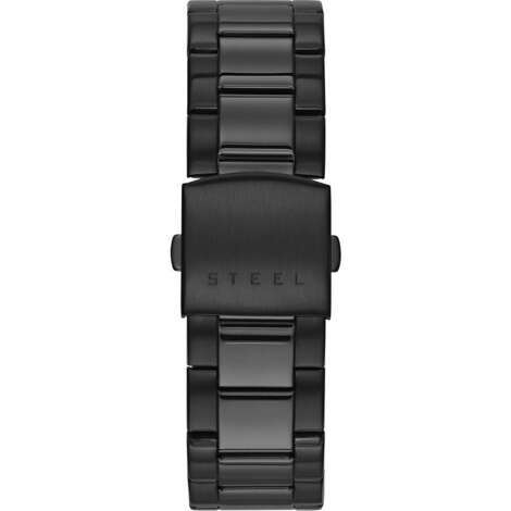 GUESS Orologio Uomo 45 Mm - Cassa Argento, Quadrante Nero, Cinturino In Silicone Nero - Multifunzione