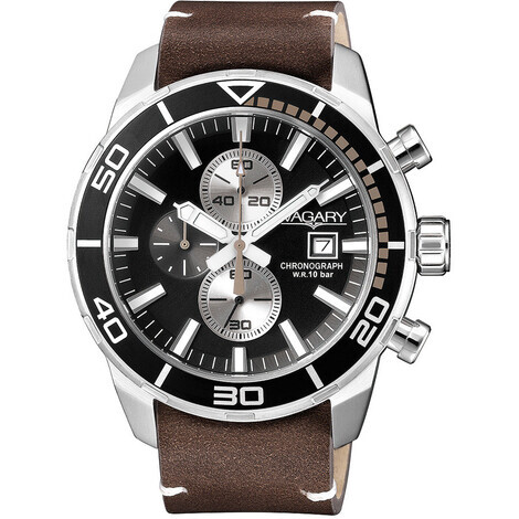 Vagary By Citizen Orologio Cronografo Uomo 'Aqua Diver' - Cassa 43mm, Quadrante Nero, Corona Avvitata (Cod. IV4-314-51)