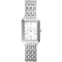 orologio in acciaio con datario fossil raquel