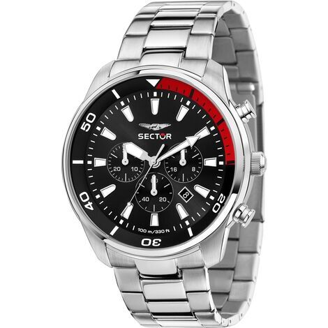 Orologio Oversize in acciaio silver e nero