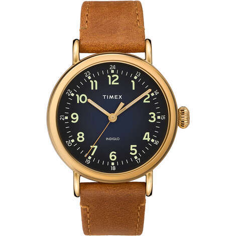 Timex Orologio Da Uomo Standard - Cassa In Acciaio 40mm, Cinturino In Pelle, Quadrante Nero Con Numeri Arabi, Illuminazione Indiglo, Resistente 30m