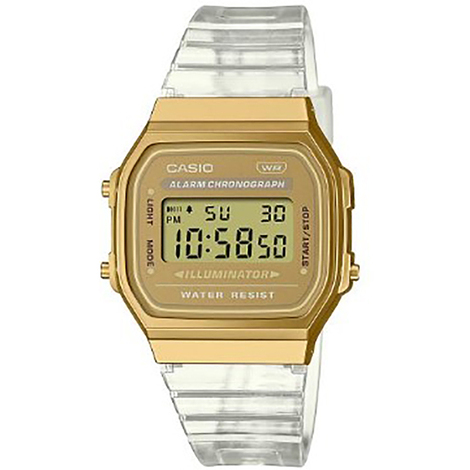 Orologio trasparente con cassa gold Casio Vintage A168XESG 9AEF