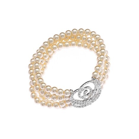 Bracciale elastico con perle di vetro e strass