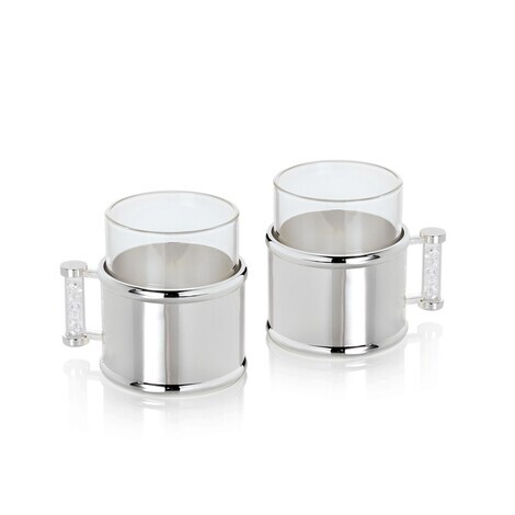 Set tazzine caffè in metallo argentato e cristalli