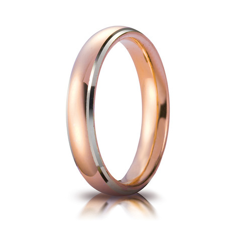 Fede in oro rosso 18kt con bordi rodiati - 4mm