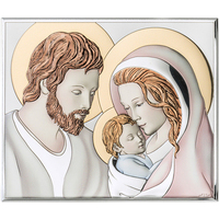 pannello sacra famiglia in legno e argento valenti
