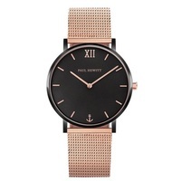 watch sailor line black dial mesh rg