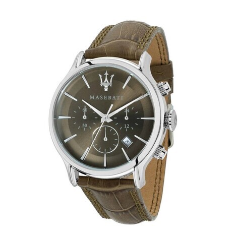Orologio uomo crono in acciaio, cinturino in pelle
