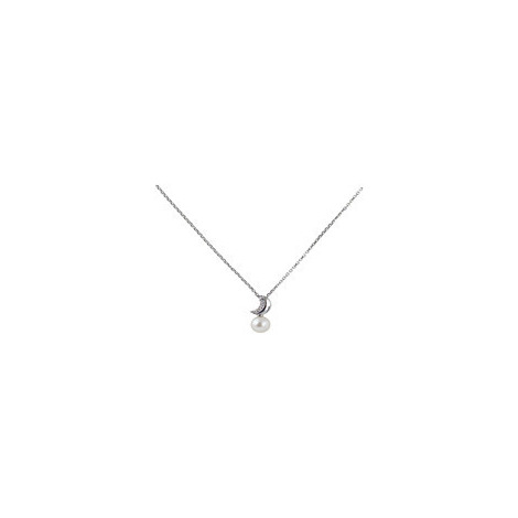Collana con luna in oro18kt, diamanti e perla
