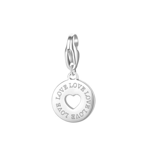 Charm HAPPY acciaio a forma di medaglietta con