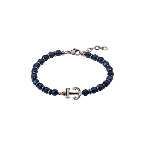 Bracciale in acciaio e pietre naturali blu