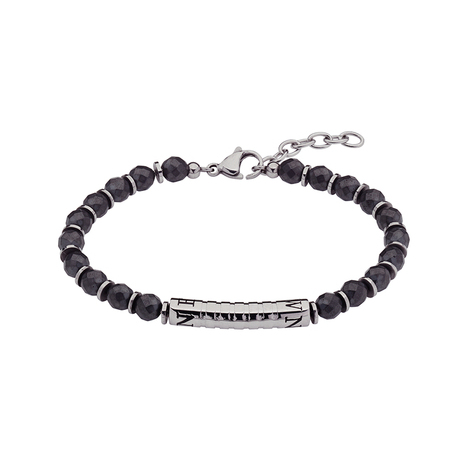 Bracciale in acciaio e pietre naturali nere 