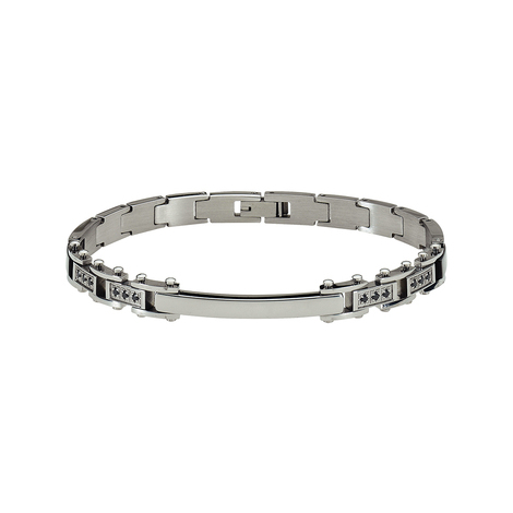 Bracciale in acciaio con cristalli neri 