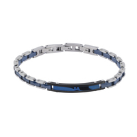 bracciale in acciaio pvd blu /nero e ceramica blu